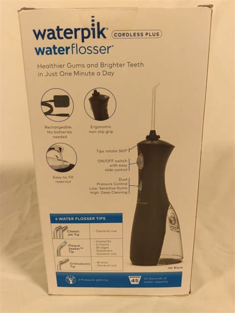 Waterpik Waterflosser Cordless Plus Black Rechargeable Ultra Quiet