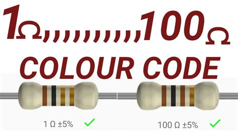 1ohms To 100 Ohms Resistor Colour Code Youtube