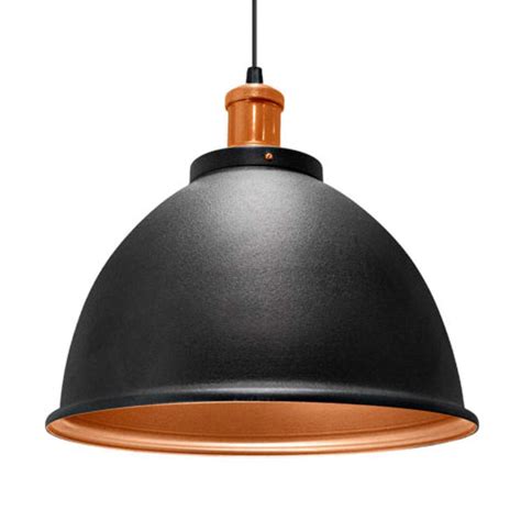 Pendente Aluminio Meia Lua Retro Preto C Cobre E Brs Led Store