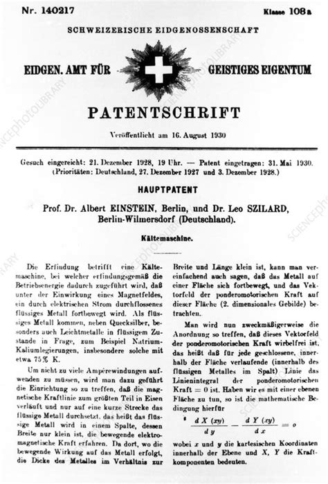 Albert Einstein patent - Stock Image - H405/0116 - Science Photo Library