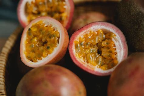 Download Fresh Sliced Passion Fruit Macro Shot Wallpaper