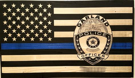 Blue Line Wooden Flag Police Badge Flag Wooden Signs Custom Etsy