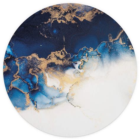 Behangcirkel Abstract Marmer Blauw En Goud Wall Art Nl