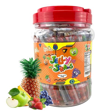 Apexy Jelly Straws Assorted Fruit Jelly Filled Strips 35 27oz 1000g