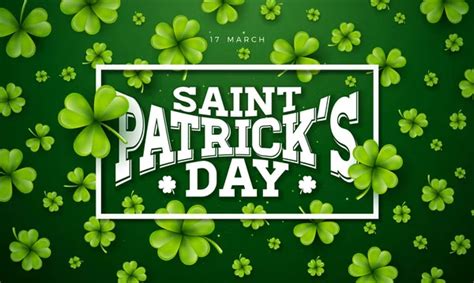 Saint Patricks Day Background Design With Falling Clovers Leaf