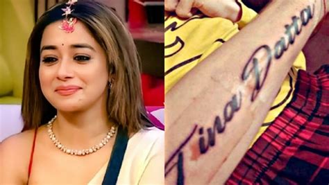 Bigg Boss 16 Finale Tina Datta Fan Gets Permanent Tattoo Of Her Name