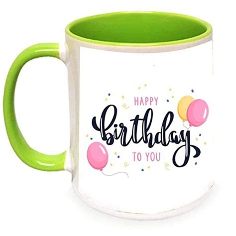 White And Green Sublimation Birthday Printed Ceramic Coffee Mug