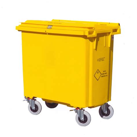 770 Litre 4 Wheeled Lockable Drop Front Clinical Waste Bin