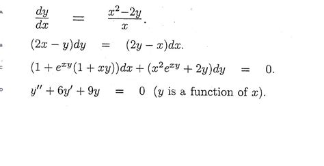 Solved Dy Dx X2 2y X 2x Y Dy 2y X Dx 1