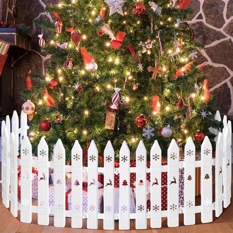 Zhanmai 40 Pcs Christmas Tree Fence White Plastic Picket