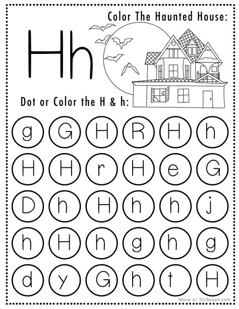 Free Printable Halloween Themed Letter H Dot Marker Activity Worksheets