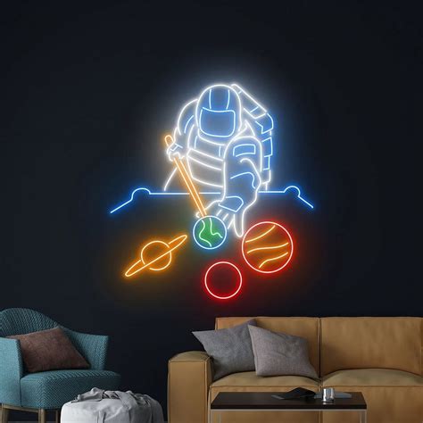 Handmadetneonsign Astronaut Planet Neon Sign I Need Space Astronaut