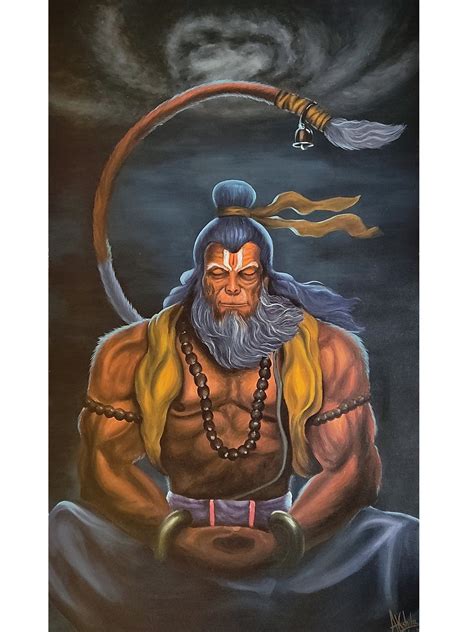 Lord Hanuman | Acrylic On Canvas | Akshita Makhija | Exotic India Art