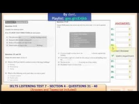 IELTS LISTENING TEST 7 SECTION 4 QUESTIONS 31 40 Answers And