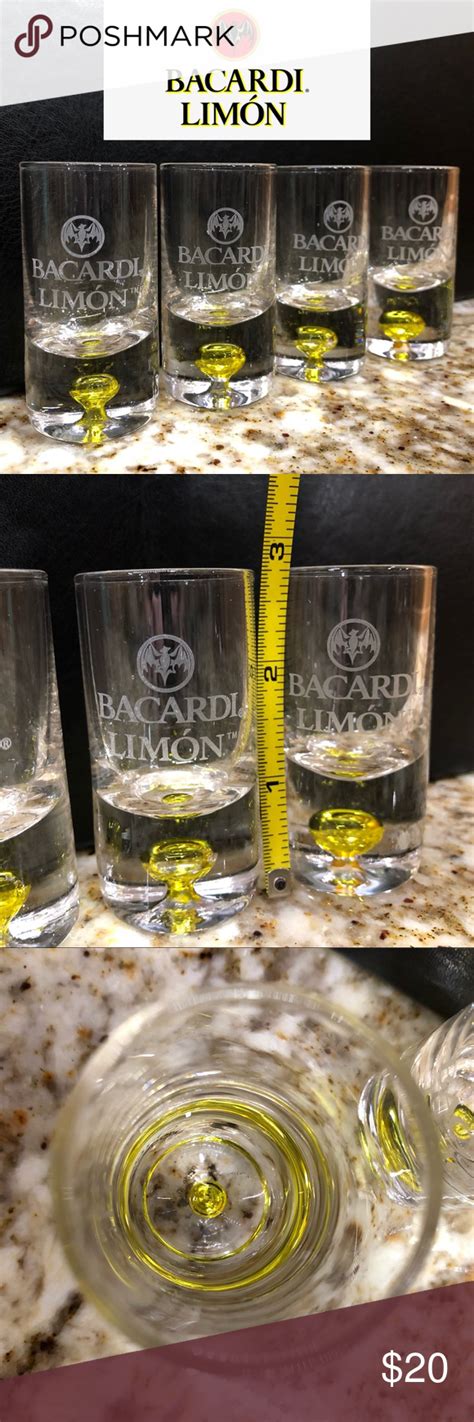 4 Bacardi Limón Shot Glasses Alcohol Party Bacardi Shots Alcohol