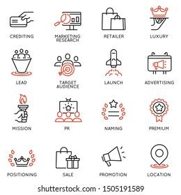 Vector Set Linear Icons Related Business Stock Vector Royalty Free