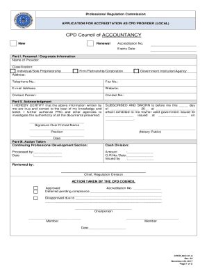 Fillable Online CPDD ACC 01 A Application Form As Local CPD Provider