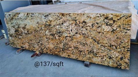 Rough Rubbing Alaska Gold Granite Slab For Vanity Tops Steps Kitchen