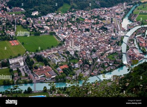 Europe Switzerland Canton Bern Bernese Oberland Interlaken Aare