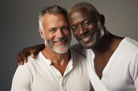 Premium Photo Two Mature Men Of Different Races White Caucasian And African American Close Up