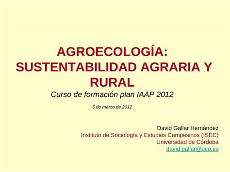 PDF AGROECOLOGÍA SUSTENTABILIDAD AGRARIA Y RURAL Bases