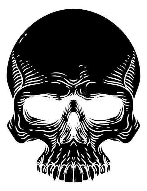 Skull Old Vintage Woodcut Etching Engraving Style Stock Vector