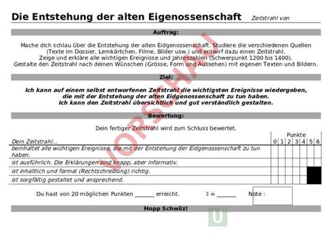 Arbeitsblatt Zeitstrahl Entstehung Der Eidgenossenschaft Geschichte