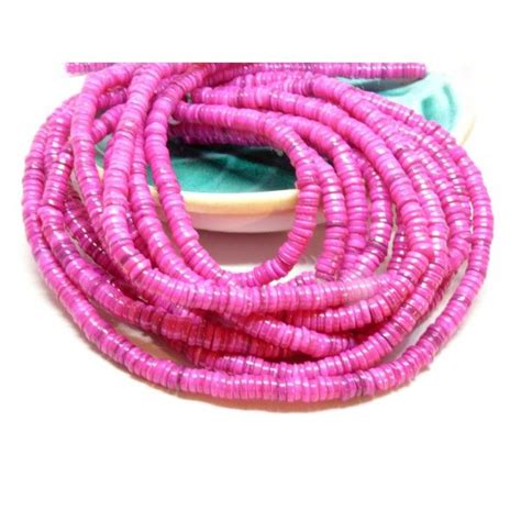 Perles Nacre V Ritable Fuschia Heishi Rondelles Mm