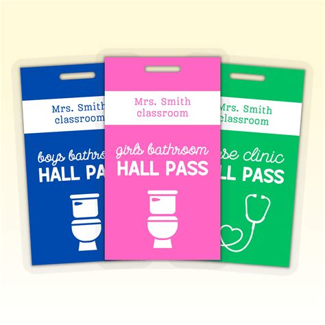 Printable Hall Pass Set Of 10 Personalized Teacher Hall Pass Etsy