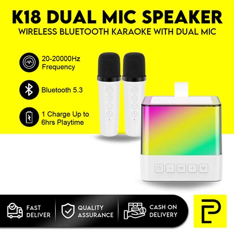 Popcorn K Dual Microphone Wireless Bluetooth Karaoke Speaker Rgb