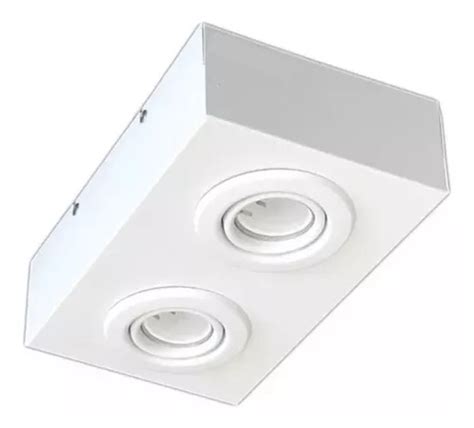 Plafón Rectangular 2 luces Dicroicas led Blanco Linea Laguna Bazar