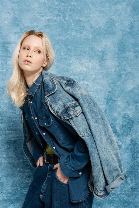 Blonde Woman In Denim Jacket Posing Stock Image Image Of Fashion Denim 269519779