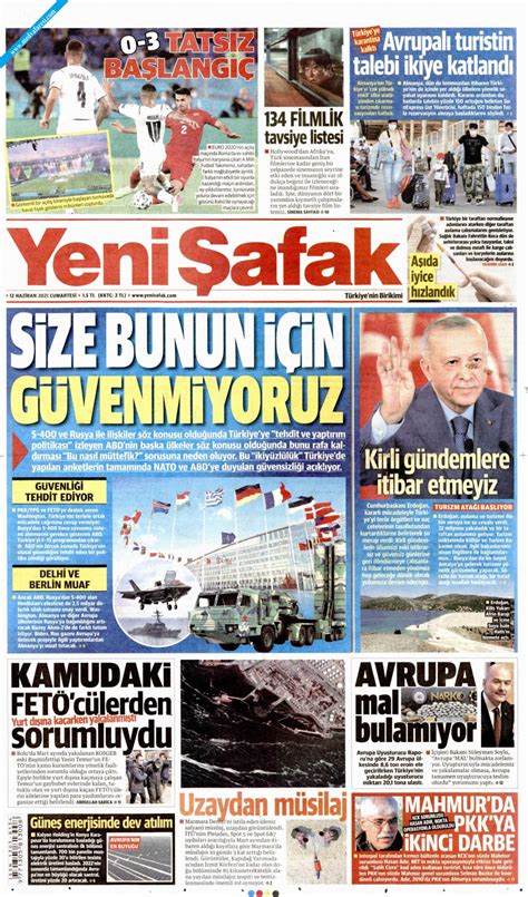 Yeni Şafak Gazetesi 12 Haziran 2021 Cumartesi