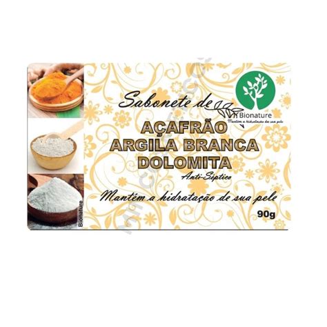 Sabonete de Açafrão Argila branca Dolomita Bionature 90gr