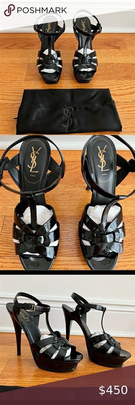 Yves Saint Laurent Tribute Patent Leather Platform Sandals Leather