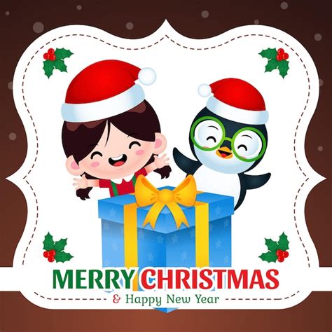 Premium Vector Cute Penguins Celebrating Christmas And New Year