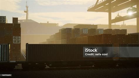 container train leaving port containers  port  unloaded  cargo