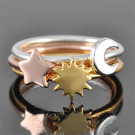 Moon Ring Sun Ring Star Ring Half Moon Ring Celestial Ring Etsy