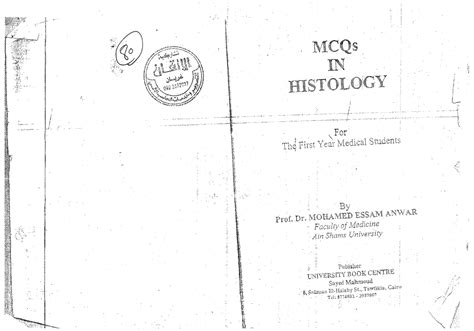 MCQs IN Histology Histology Studocu