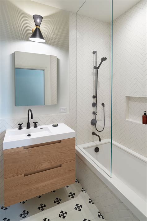 White Herringbone Bathroom Tile Fireclay Tile