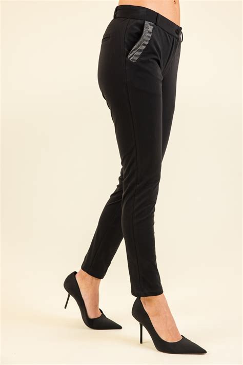 Christina Pantalon Noir Argent En Polyamide Gratt I Hbt Collection