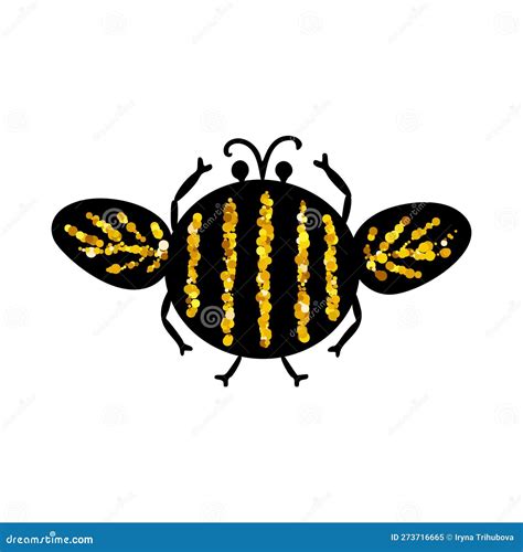 Black And Gold Glitter Bug Beetle Celestial Vector Fairy Insect Golden