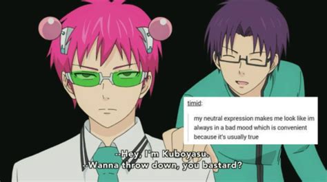 Two Anime Characters With Pink Hair And Green Glasses One Is Holding A Sign That Says They