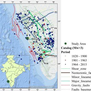 Seismotectonic Map Depicting The Epicentral Location Of The Historic