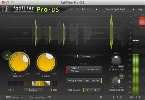 FabFilter Pro-DS intelligent de-esser effect plug-in for Windows and Mac