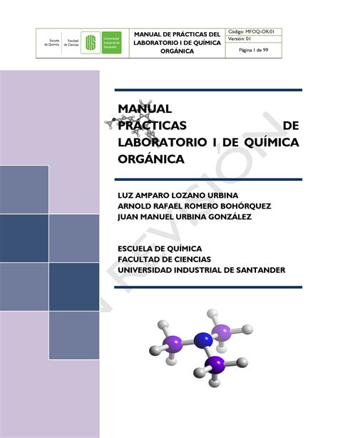 Manual quimica organica MANUAL DE PRÁCTICAS DEL LABORATORIO I DE