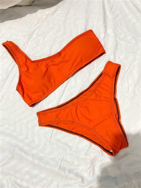 M Shein Orange Two Piece Bikini Women S Fashion Swimwear Bikinis