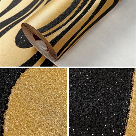 Hanmero Minimalist Abstract Curves Glitter 3d Wallpaper Goldandblack Homesbrand