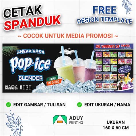 Cetak Spanduk Pop Ice Blender Ukuran 160x60 Bandung Lazada Indonesia