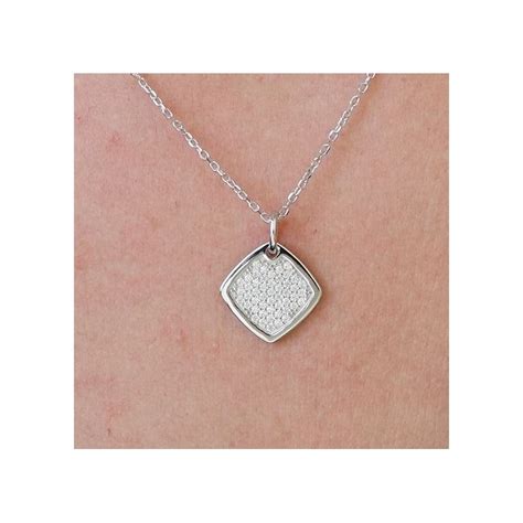 TRIJI Collier losange en argent rhodié oxyde de zirconium collier